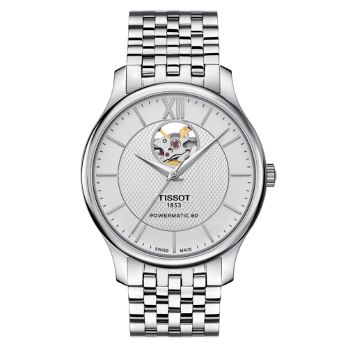 Tissot Tradition Powermatic 80 Open Heart 40 Stainless Steel / Silver / Bracelet